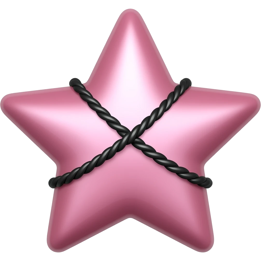Pale pink shimmery star with black ropes across it emoji