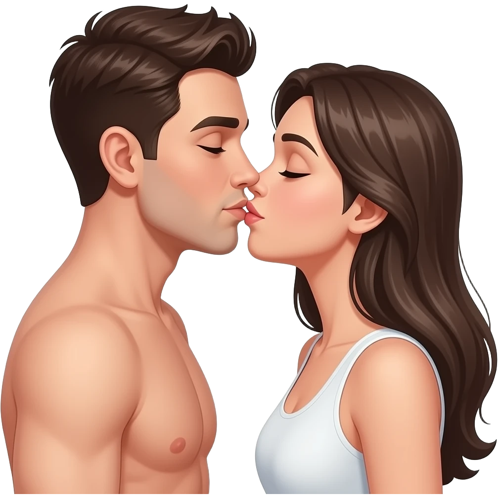 man and women naked facing eachother standing kissing emoji
