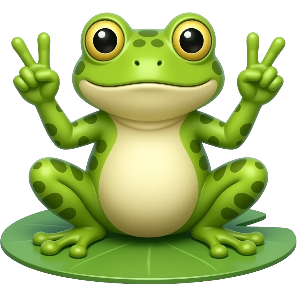 Frog doing peace signs emoji