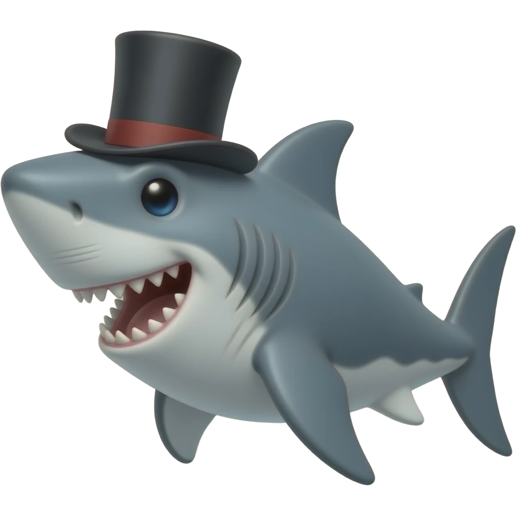 Shark with a top hat emoji