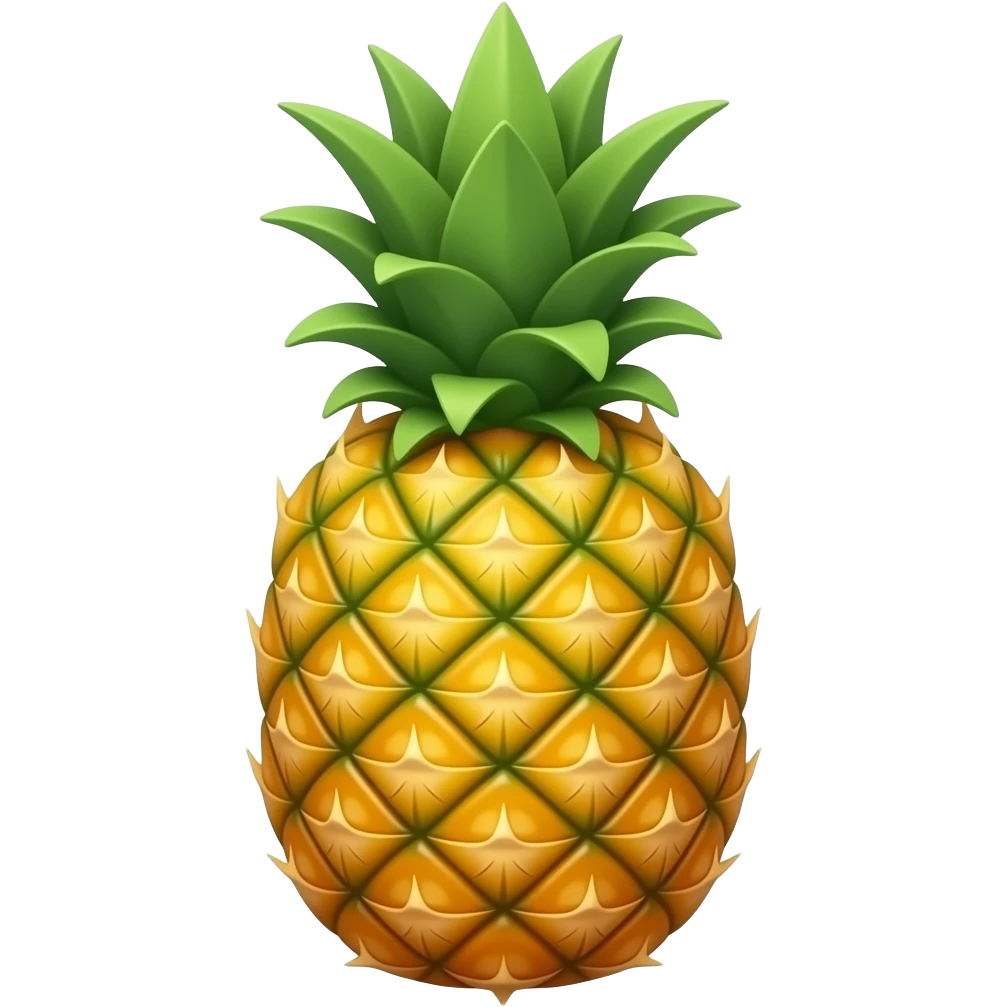 Create high-quality glossy emojis with a vibrant modern style.Make the emojis look premium, shiny, and eye-catching with bright highlights, smooth gradients, soft reflections, and glowing details.  pineaplle emoji emoji