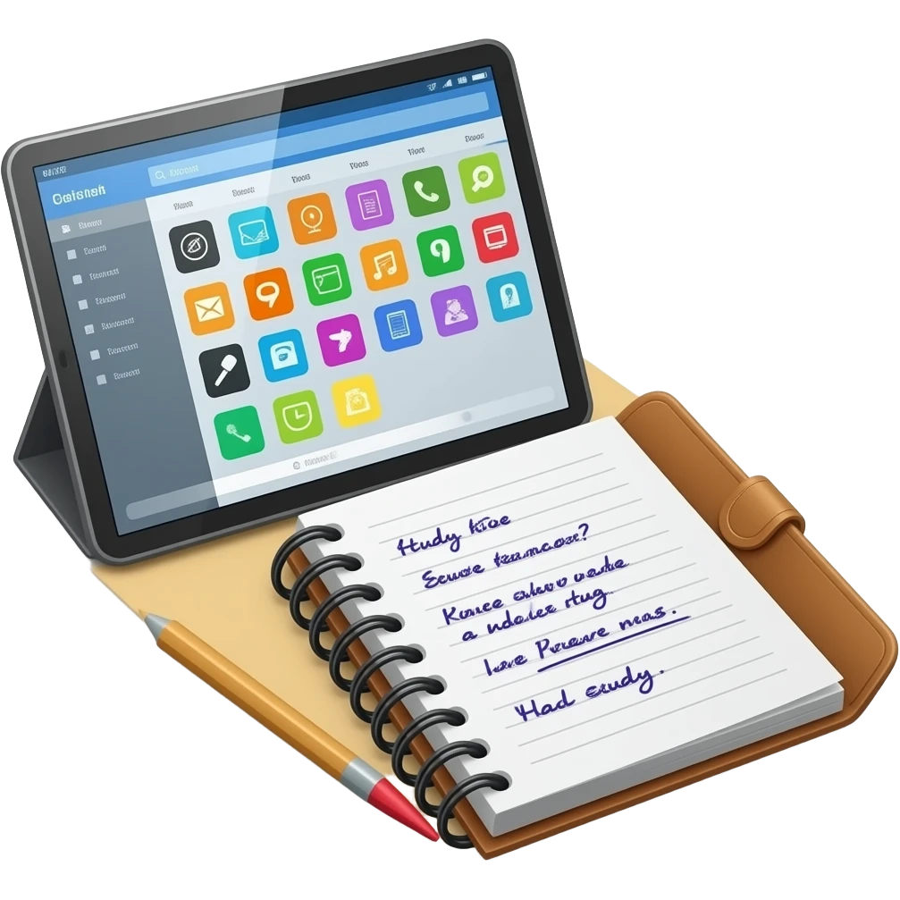 Ipad and notebook study time emoji