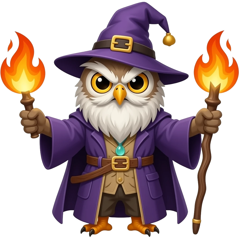 owl wizard angry fire emoji