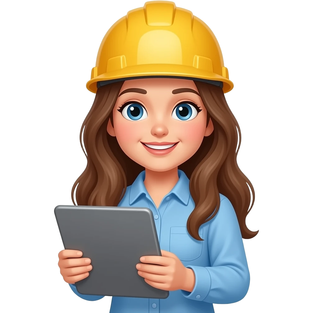 girl long hair engineer with Tablet emoji