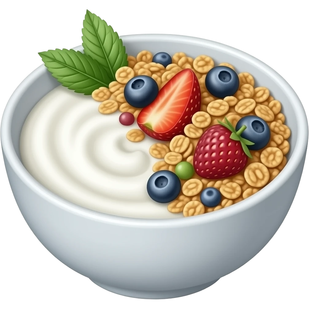 please make a yogurt in a bowl with fruit and granola emoji