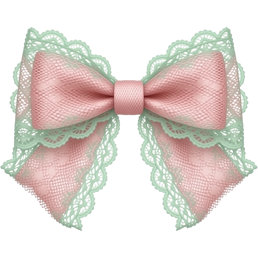 light pink & light green on bow lace coquette bow emoji