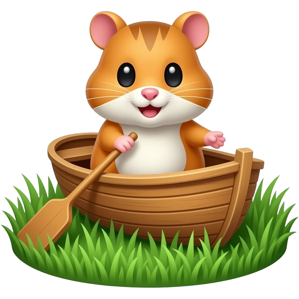 Хомяк плывет на лодке по траве emoji