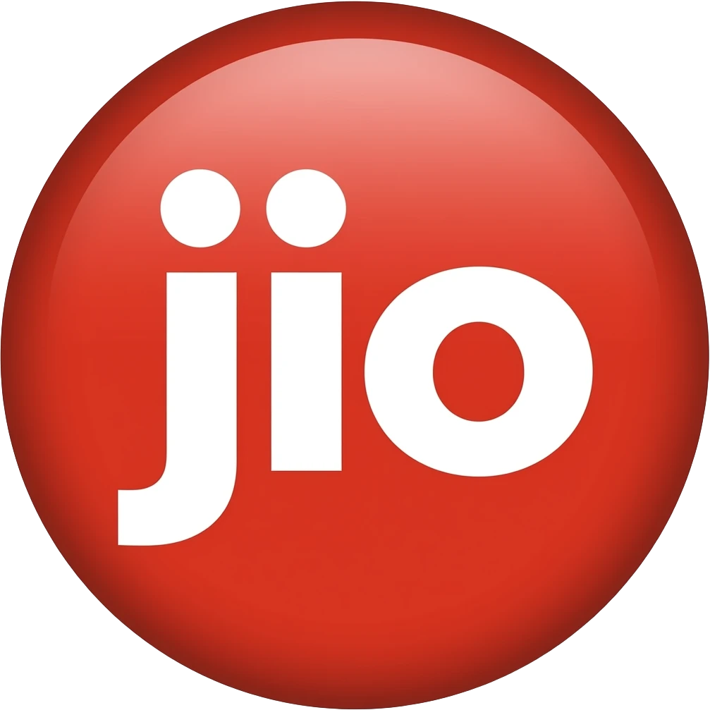Jio written in red solid circle emoji