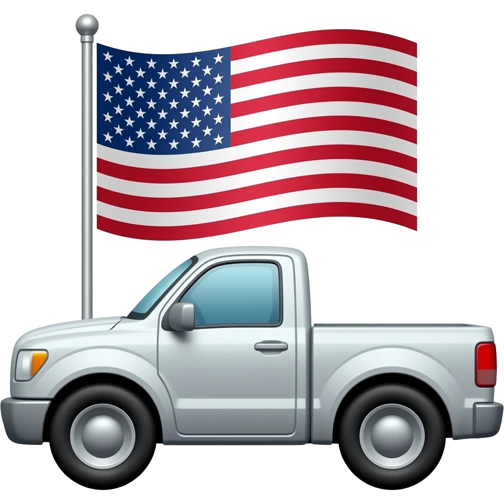 pick up truck con bandera emoji