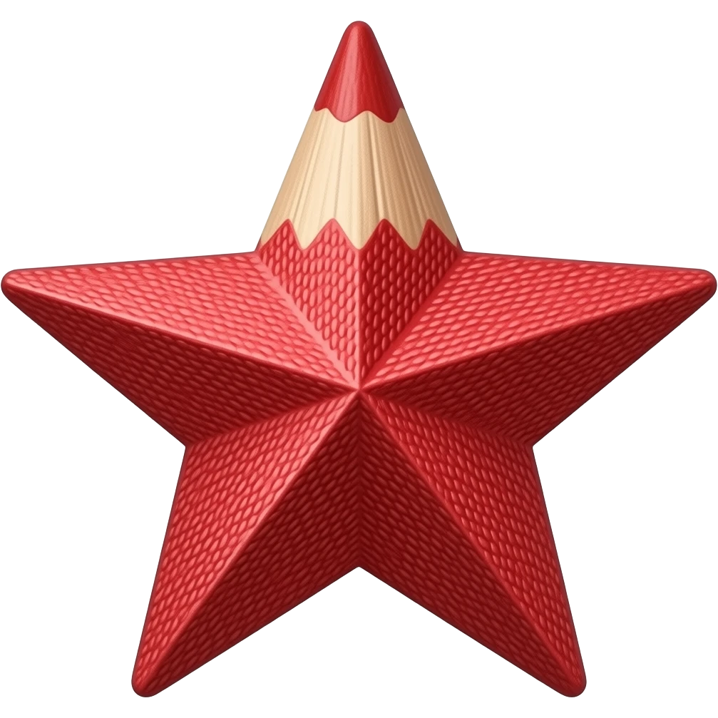 a red pencil-painted star emoji