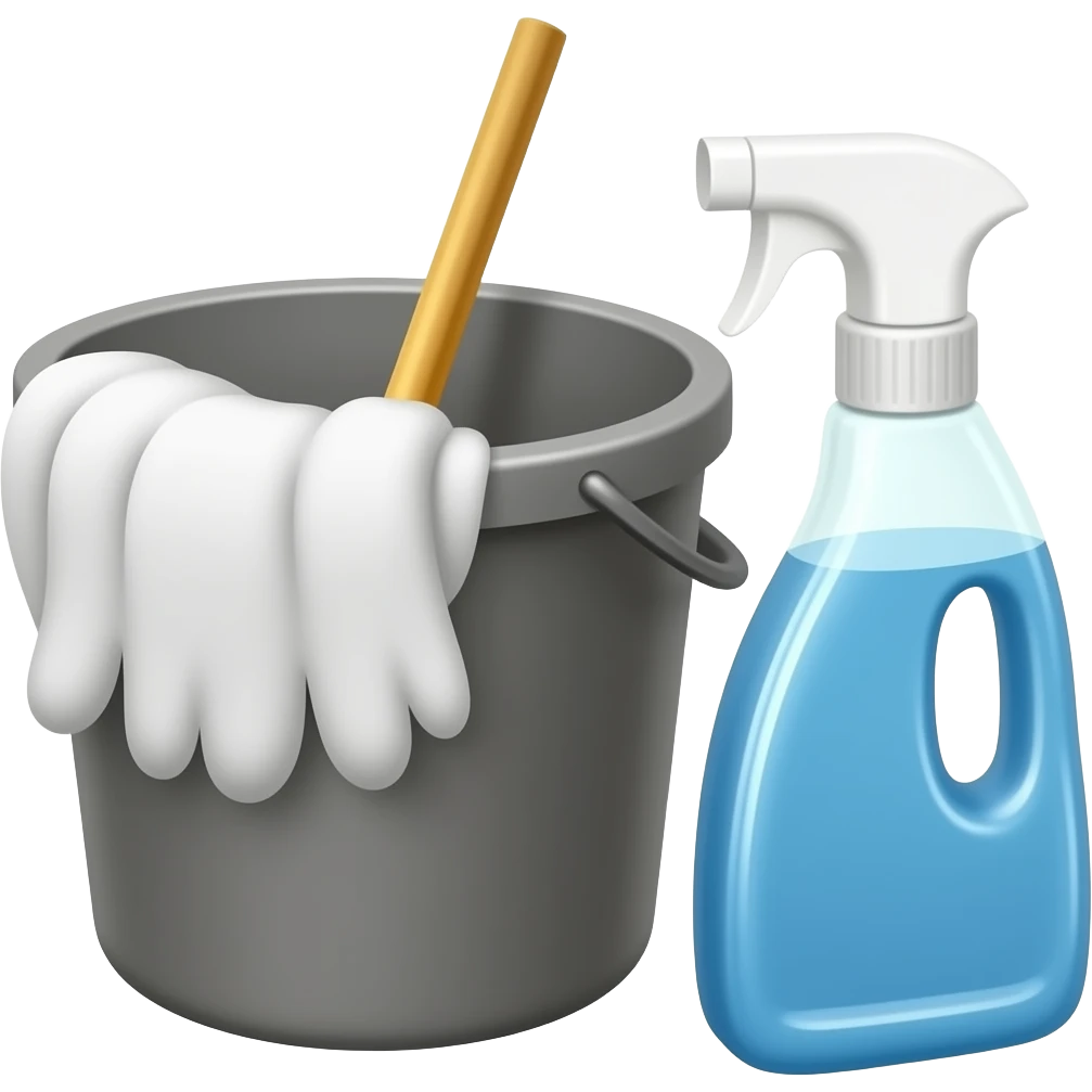 Rodo balde e produto de limpeza emoji