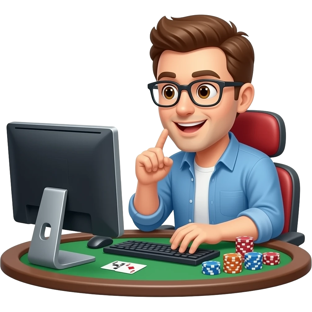 A man playing online poker and talks strategy emoji