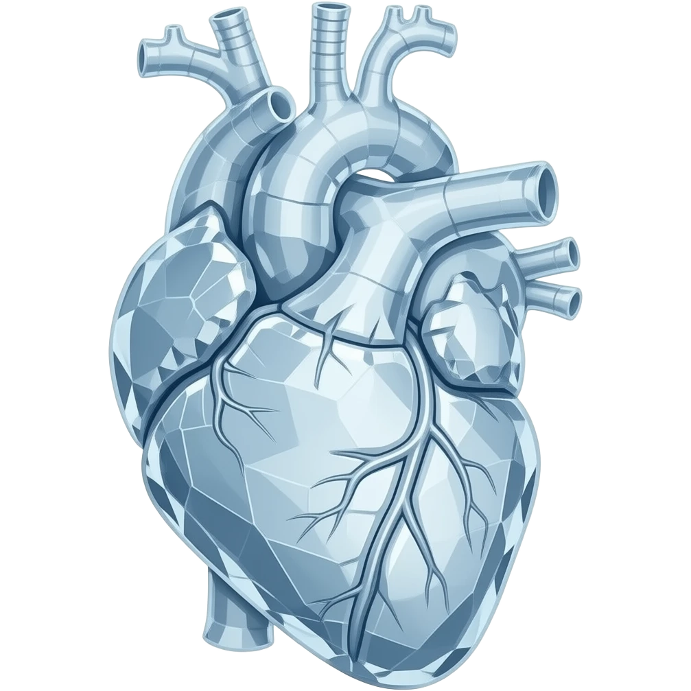 An anitomical heart made out of crystal shards emoji