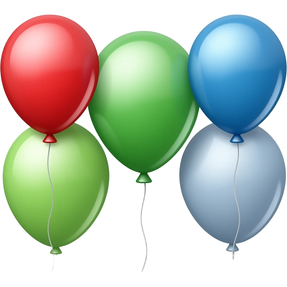 1 red balloon, 1 green balloon and 1 blue balloon emoji