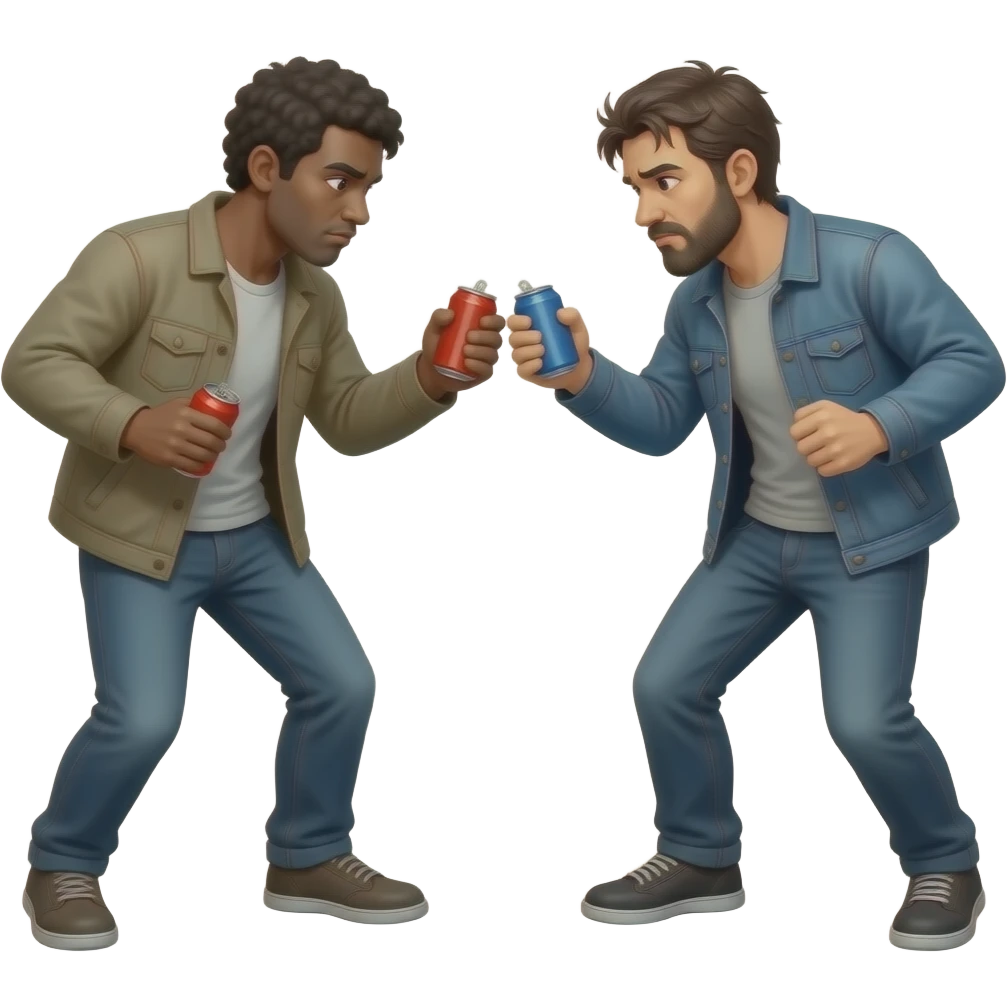 2 homeless fighting over cans emoji