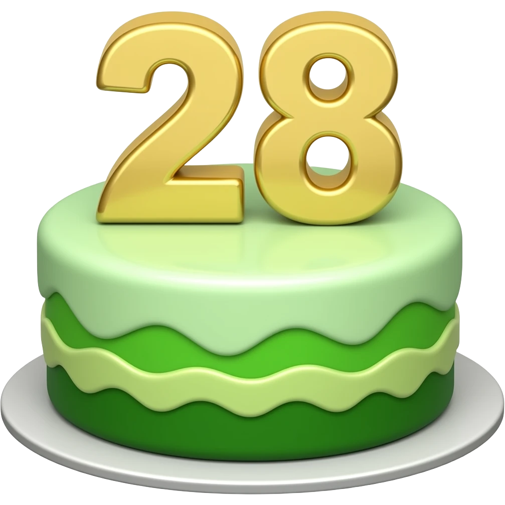 birthday cake green 28 with gold emoji