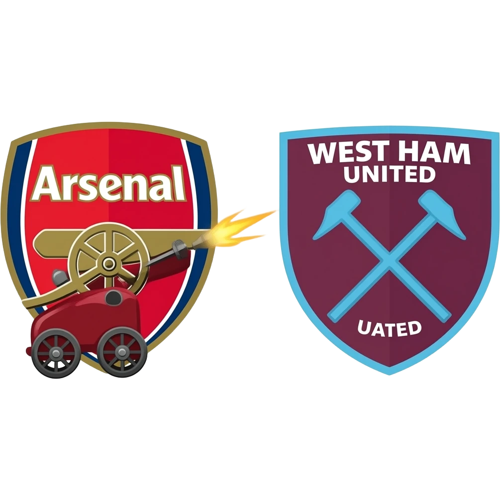 Arsenal cannon logo shooting Westham hammers logo emoji