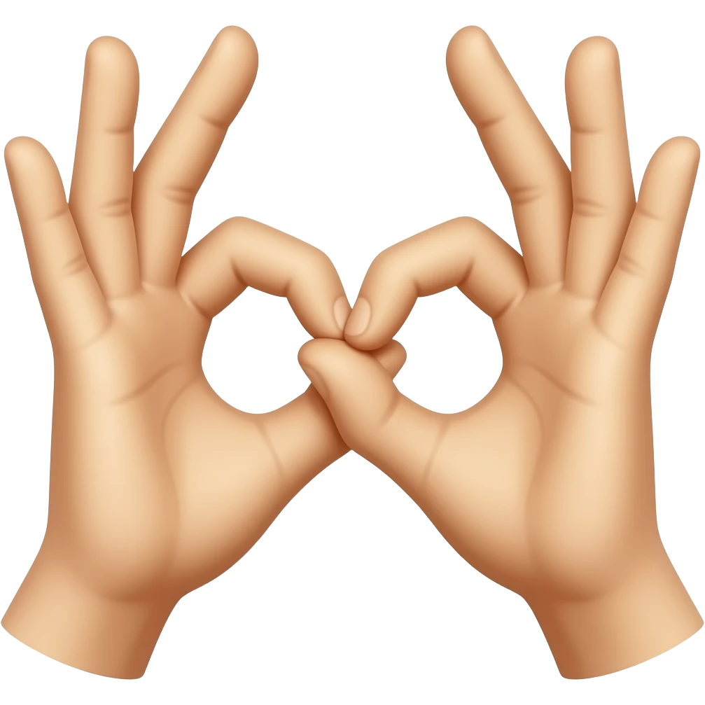 make two okay signs like your using both hands but loop the thumb and pointer fingers together. show only the hands and interlock the thumbs emoji