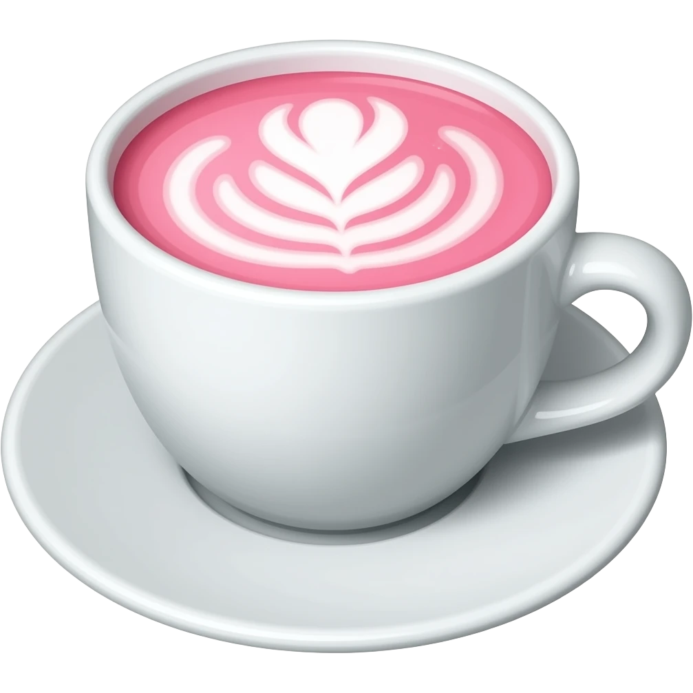 white coffee cup with pink coffee latte emoji