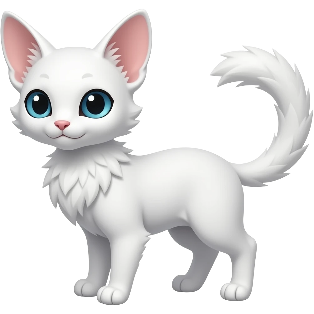 White tall thin feathery elegant litten-absol-Pygmy-Abyssinian-Gatomon-Oriental-albino-Fakemon-feline emoji