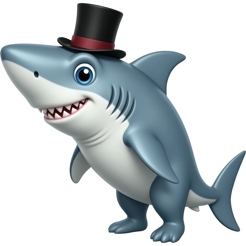 Shark with a top hat emoji