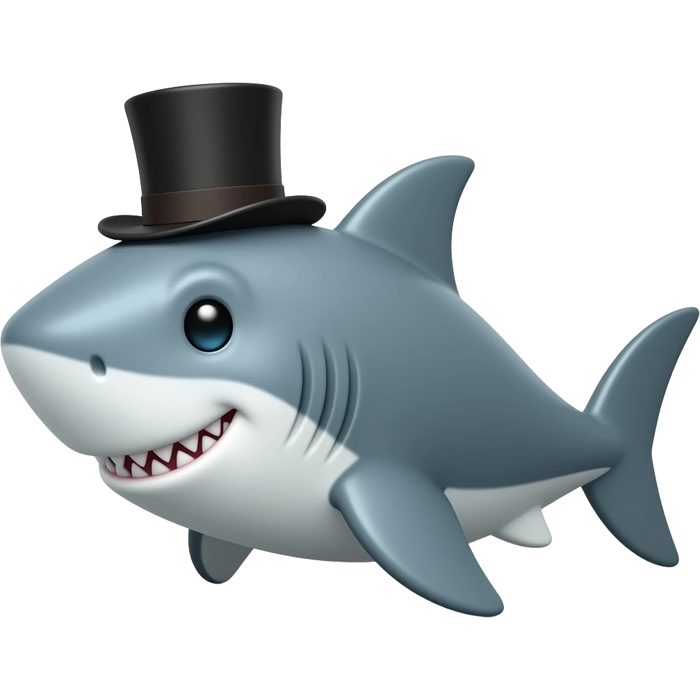 Shark with a top hat emoji