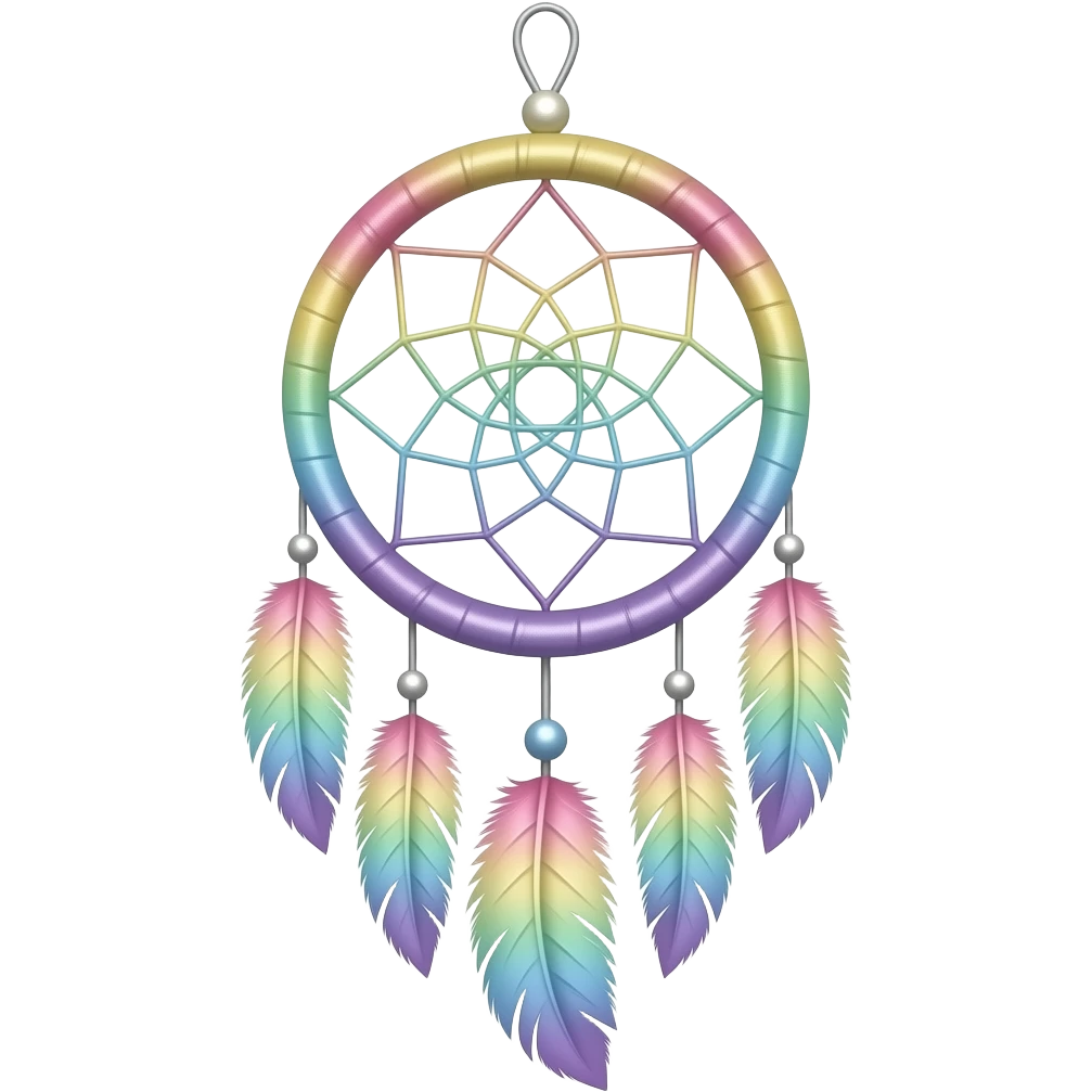 Pastel Rainbow-gradients-colored dreamcatcher emoji
