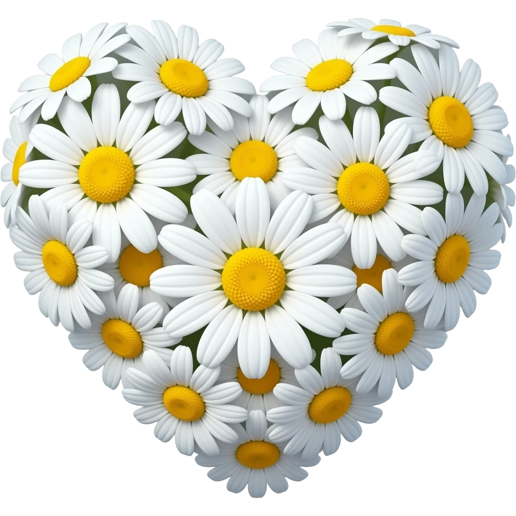 un coeur asymétrique en marguerites emoji