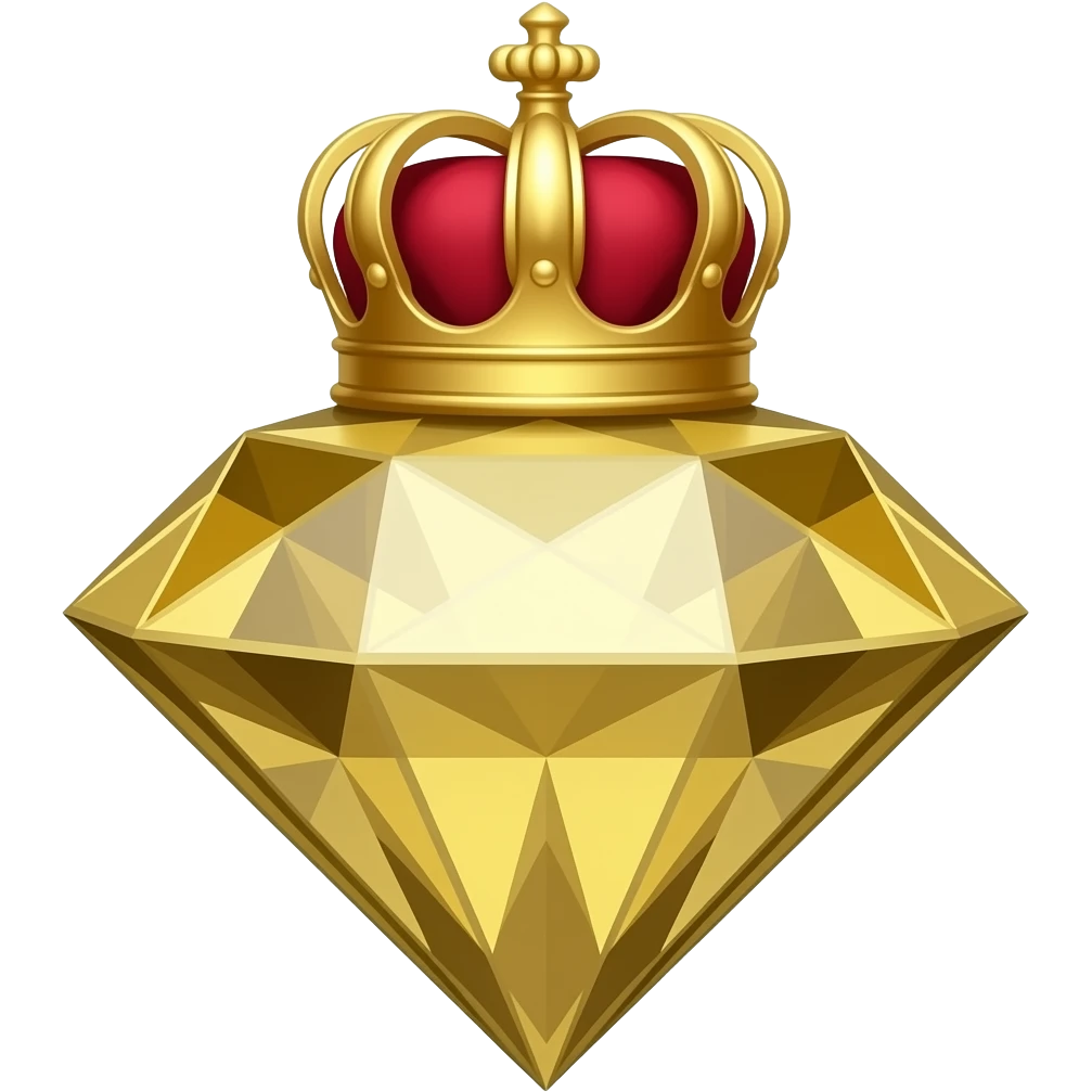 Бриллиант золотой с короной красной женская утонченнаяй emoji