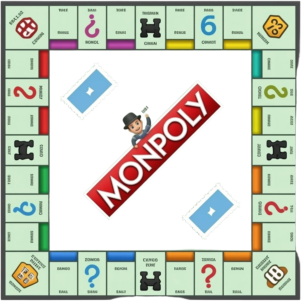 jeu de société type monopoly sans le logo au milieu emoji