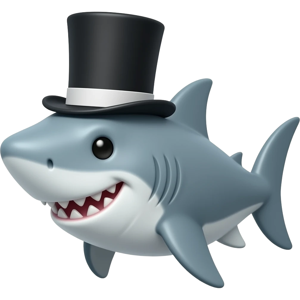 Shark with a top hat emoji