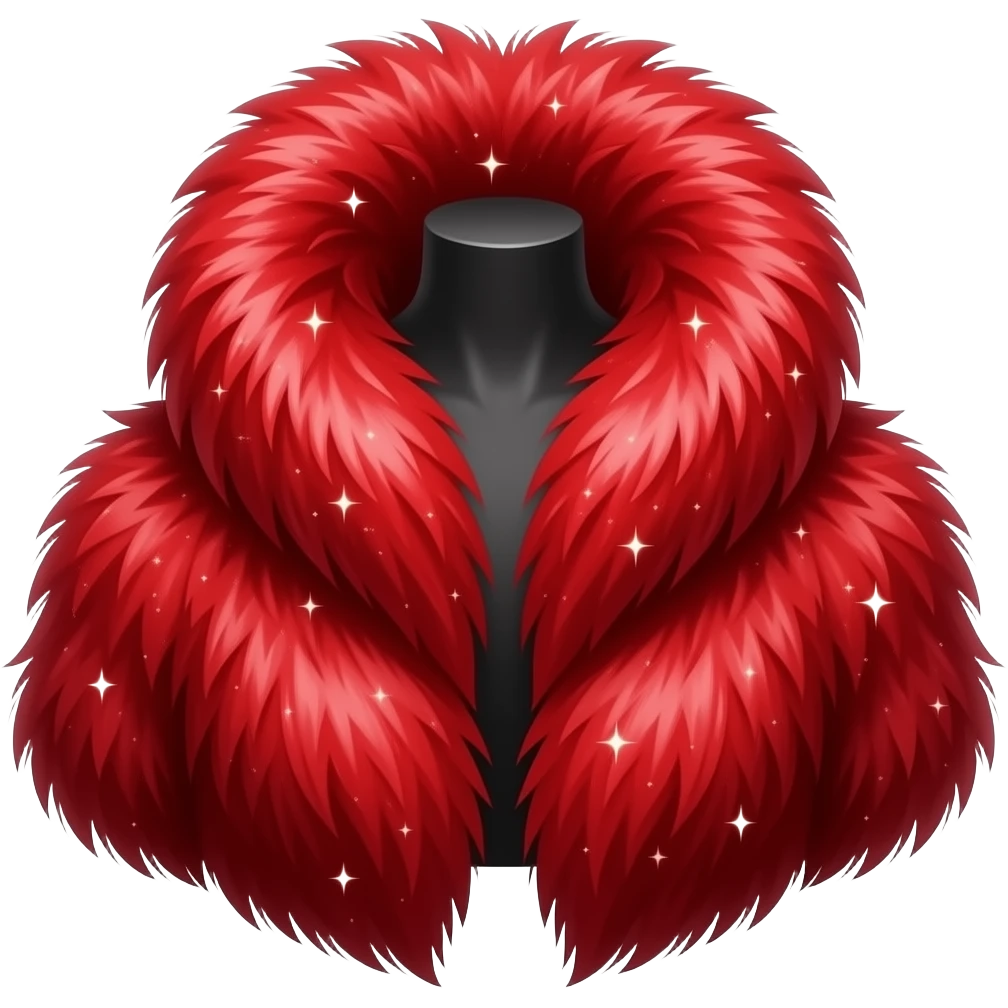 Hyper realistic fire red velvet fur soaked in starlight glitter and shadow gradients beautiful, shoulder bust emoji