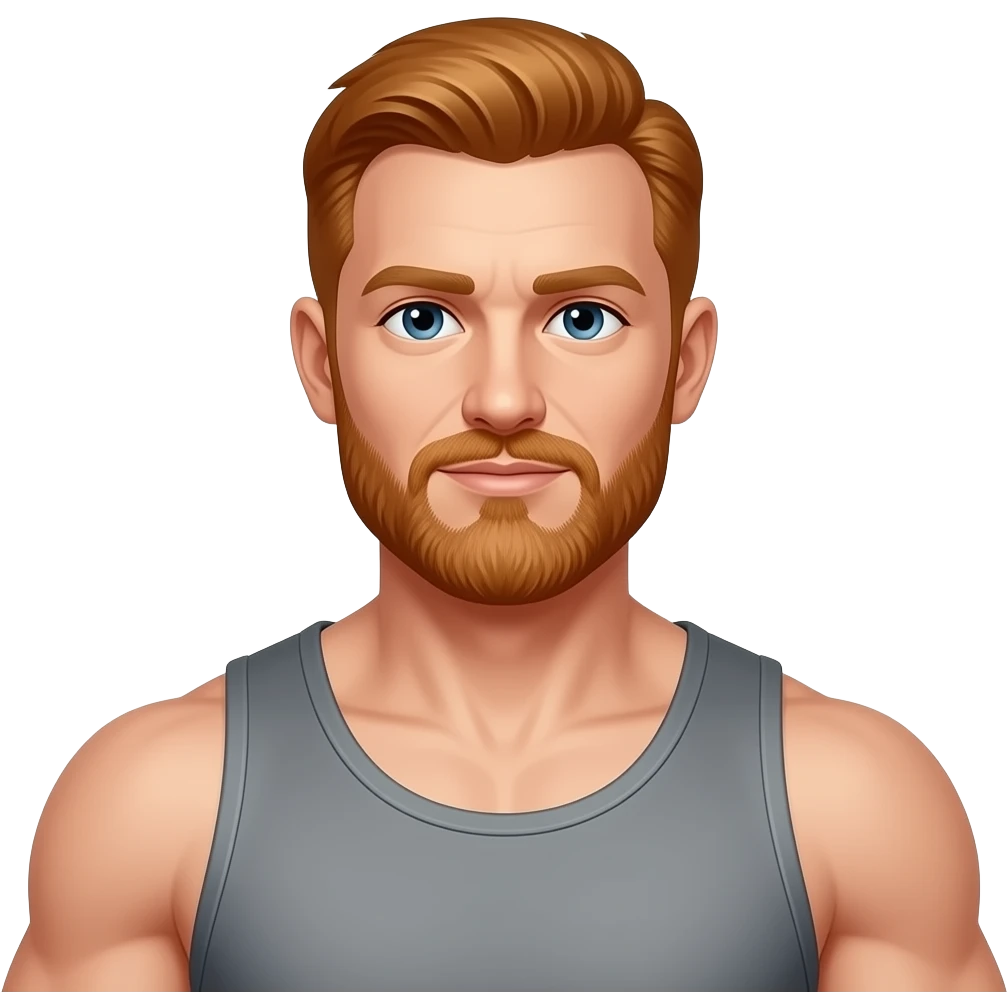 Middle aged ginger fit muscular man emoji