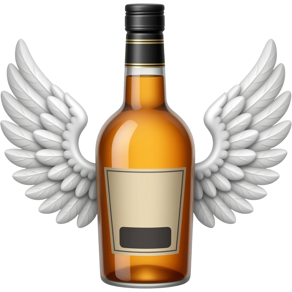 Alcohol bottle with wings on eac side emoji