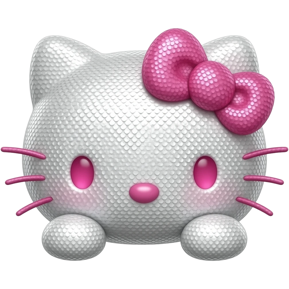 Glittery 3d Hello Kitty head with two front paws with pink eyes, pink ...