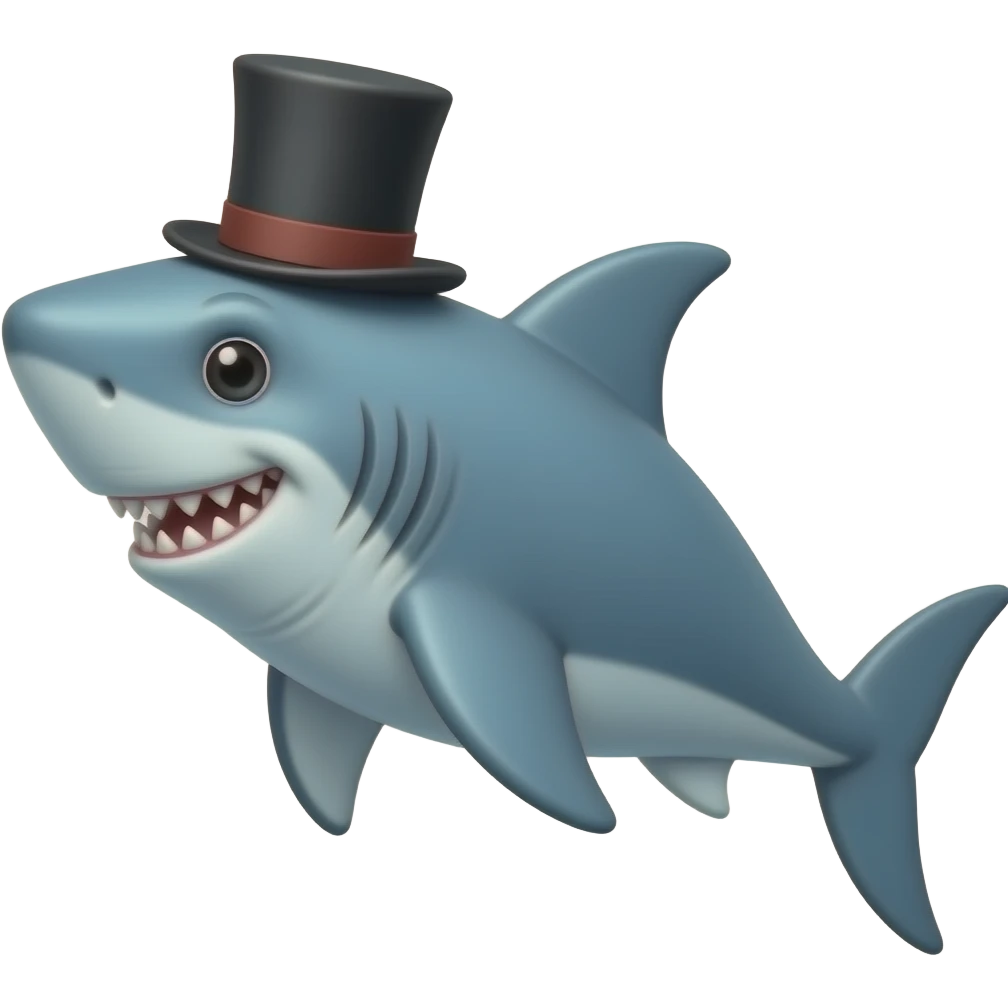 Shark with a top hat emoji