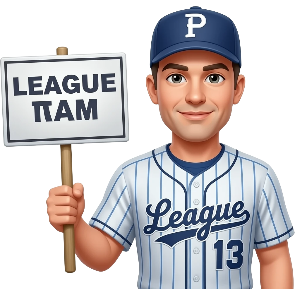 baseball league manager holding a sign emoji
