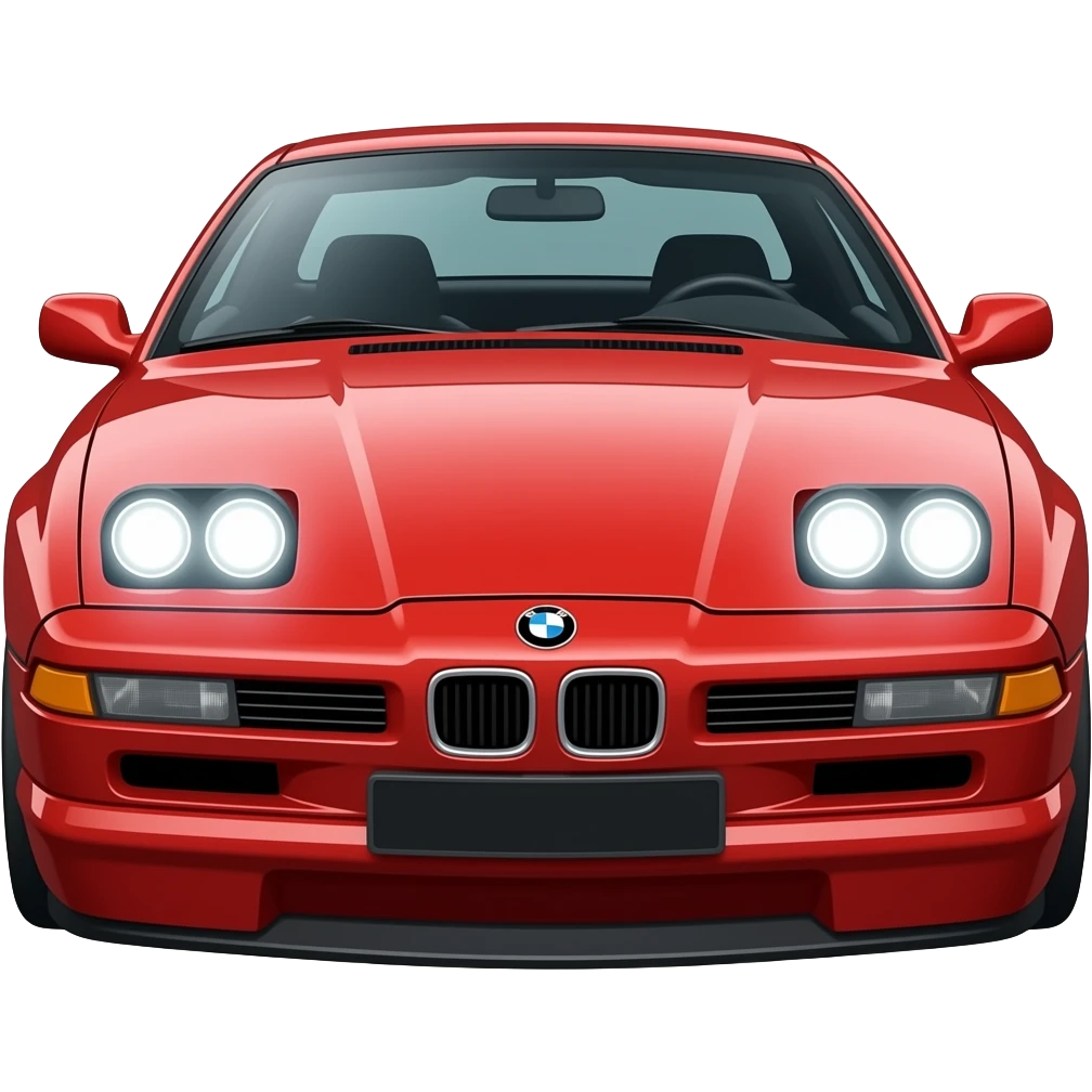 BMW 850csi rot, scheinwerfer an emoji