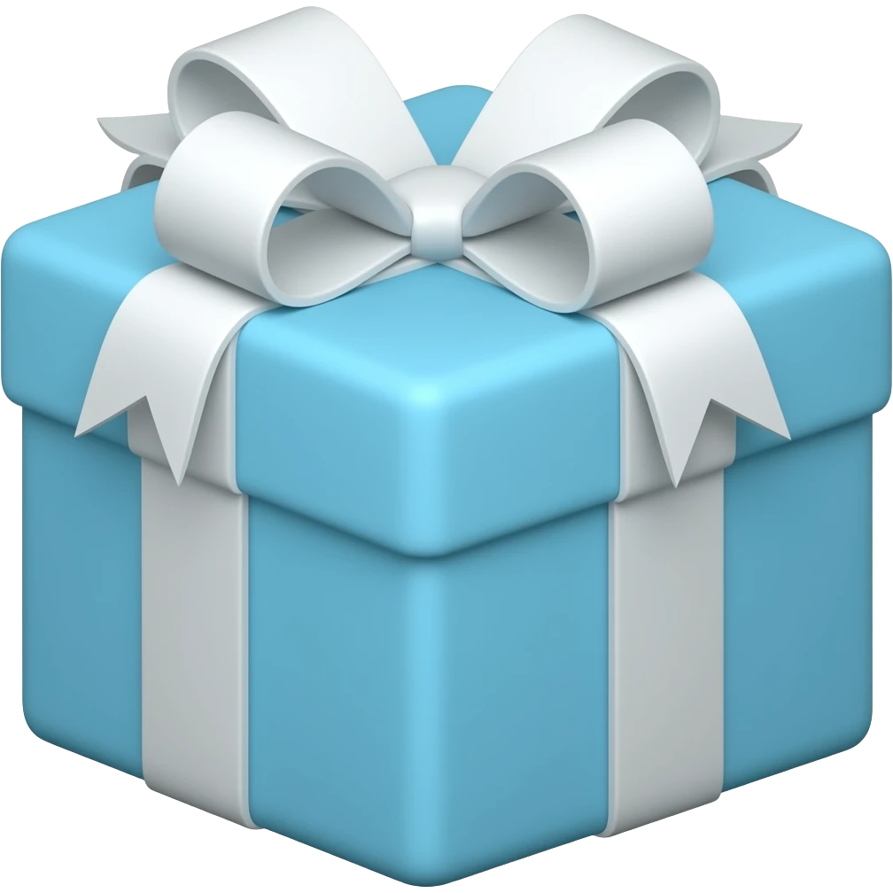 light blue gift box with a white bow emoji
