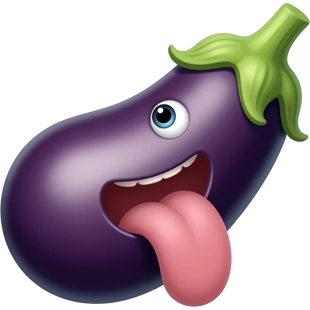 Eggplant in mouth emoji