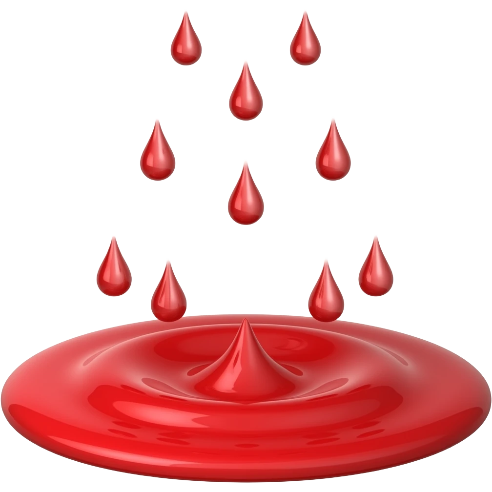 Red Droplets dropping into a red puddle Tc emoji