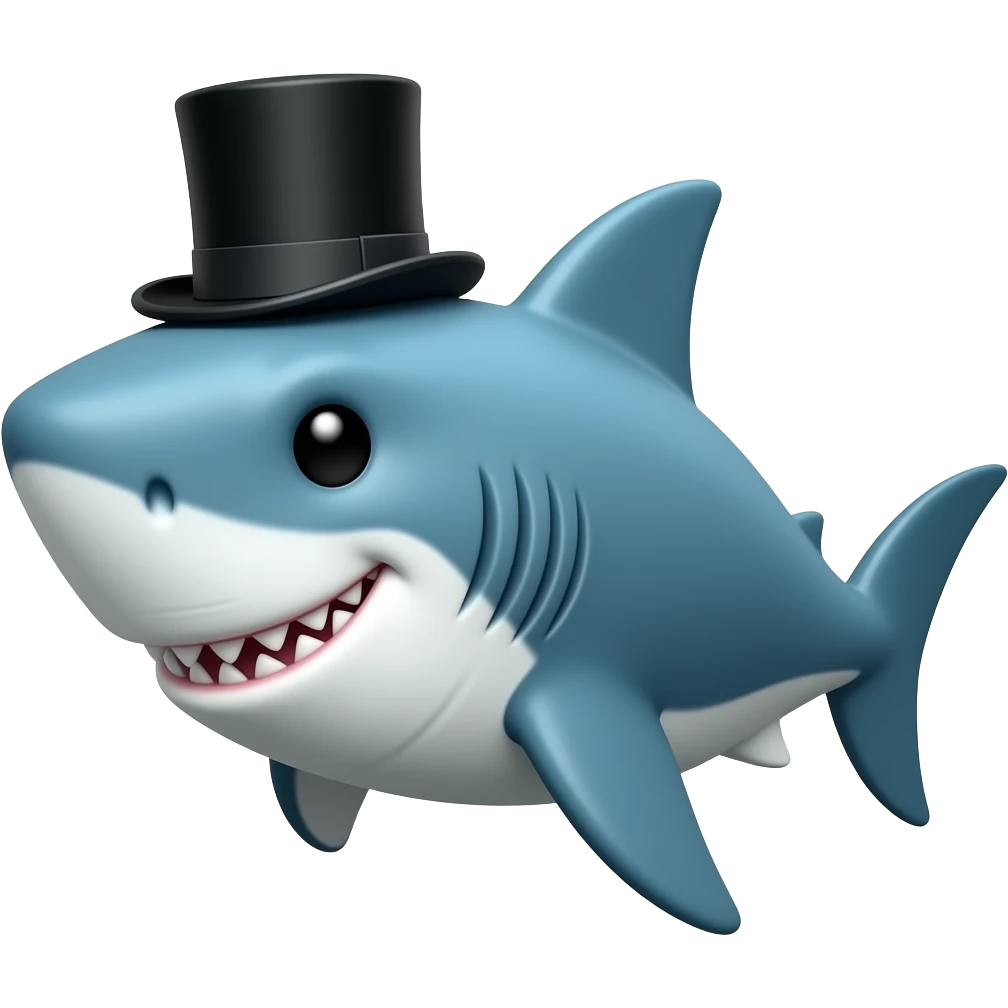 Shark with a top hat emoji