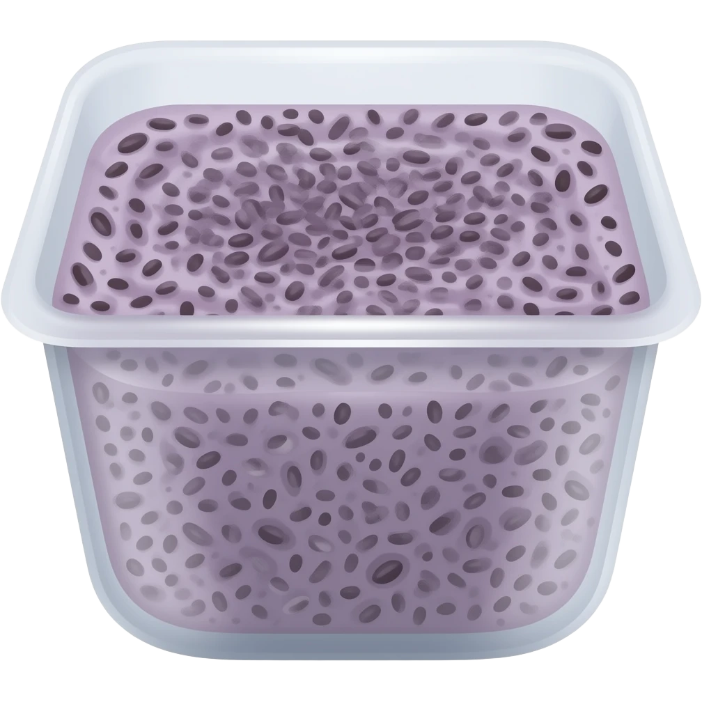 Purple Chia seed pudding Ina rectangle, sponge form emoji