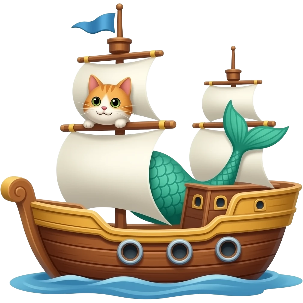 boat with a cat masthead instead of a mermaid emoji