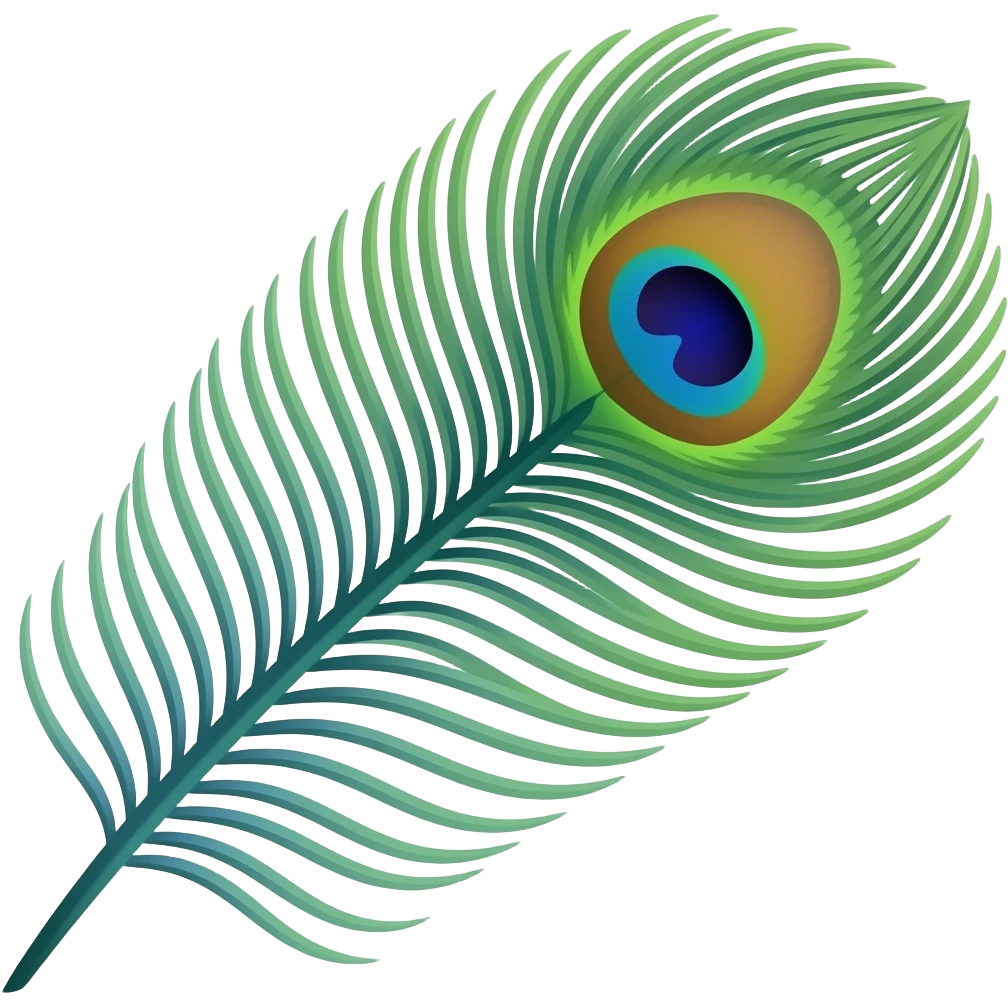 Curved long peacock feather emoji