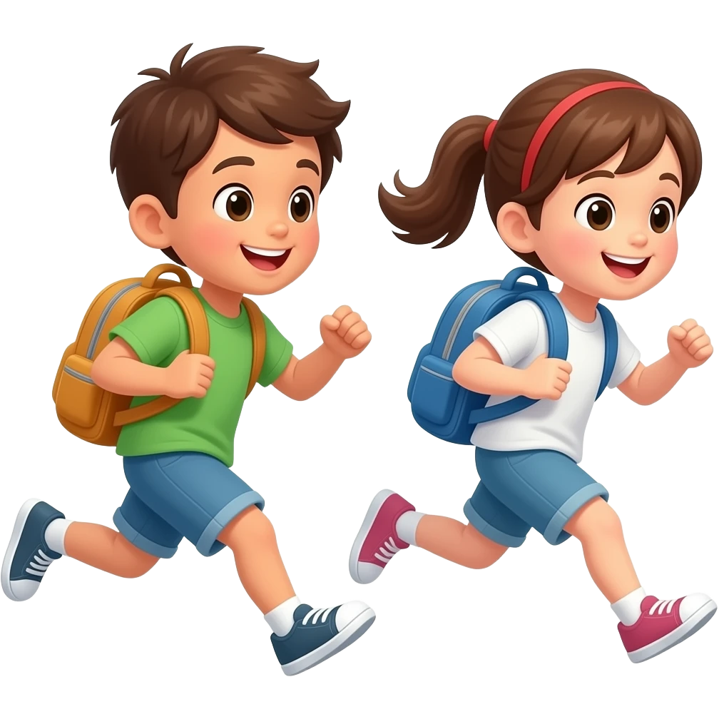 Children running with backpack emoji