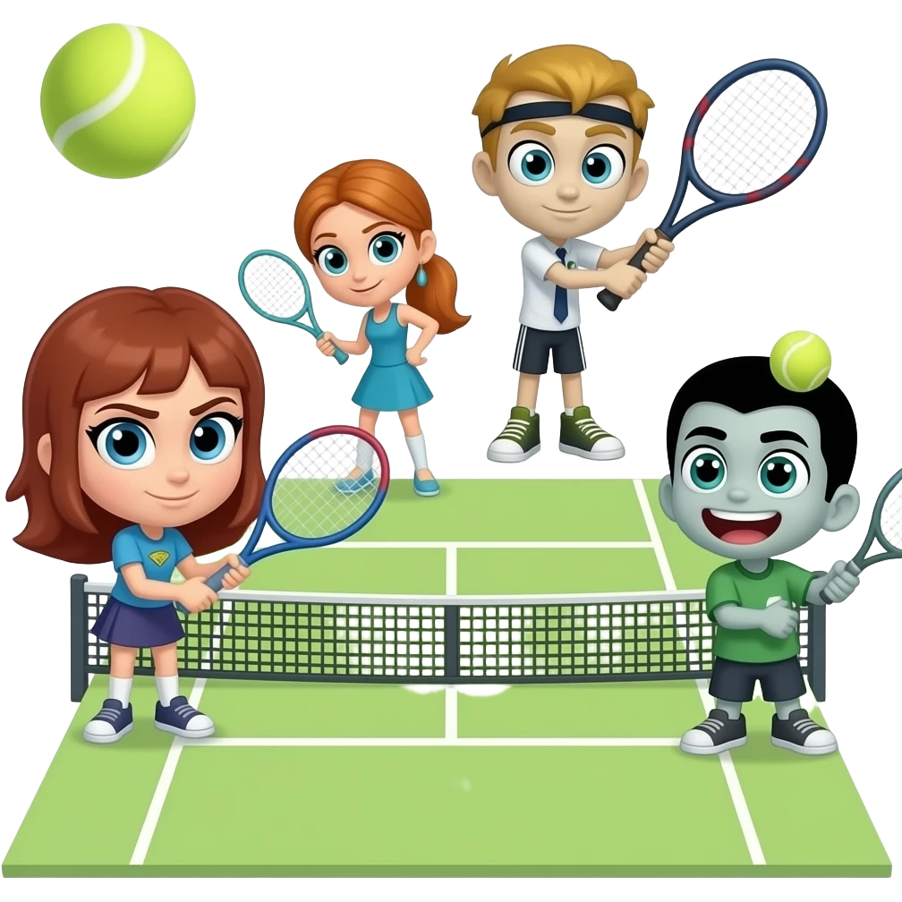 teen titans go characters playing tennis emoji