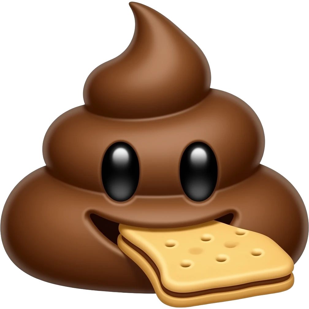 Light black poo eat biscuits emoji | AI Emoji Generator