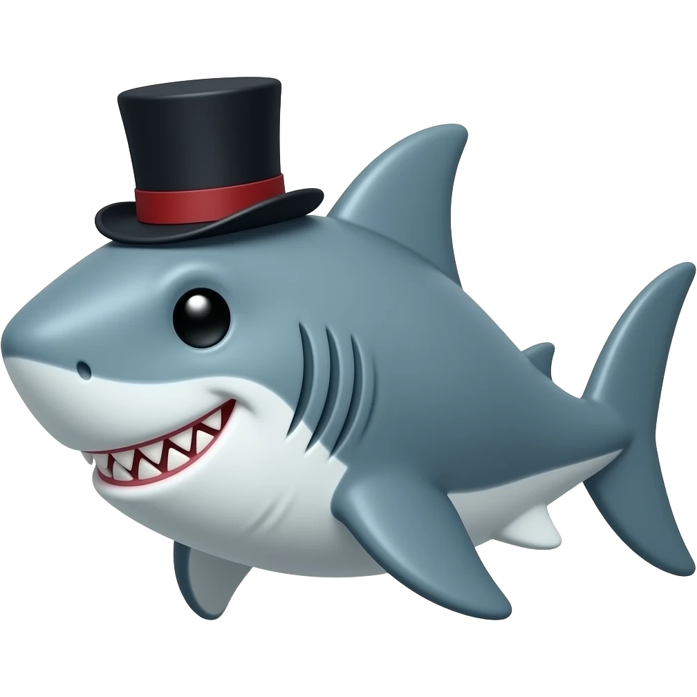 Shark with a top hat emoji