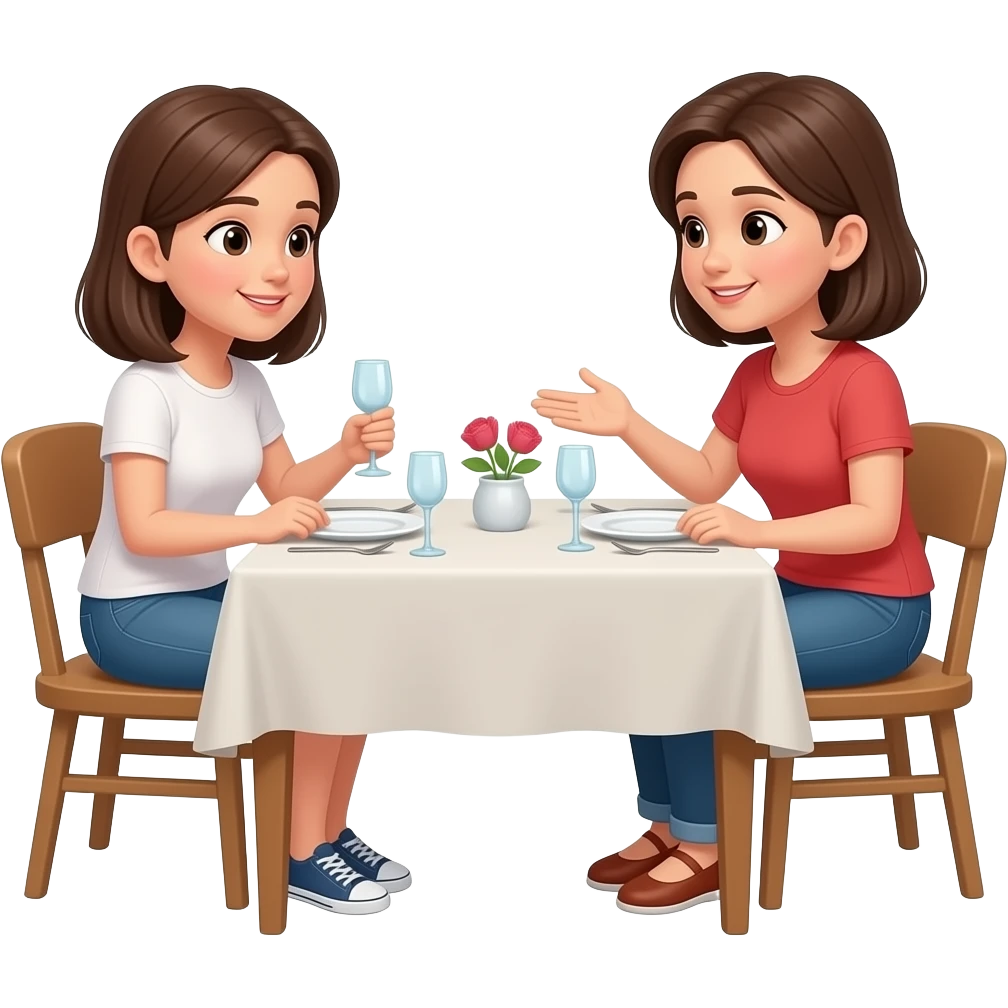 dialogue between a teenage girl and her mother at the table emoji